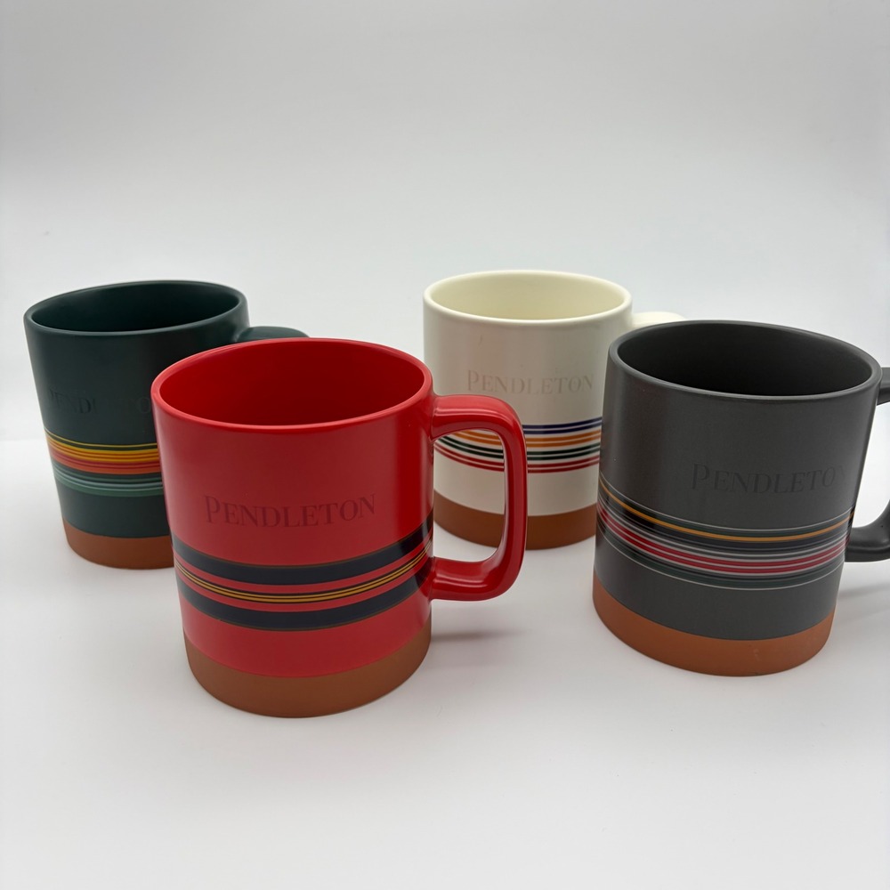 Pendleton National Park Mug Set of 4 Stonewear 18oz Coffee Cups Striped